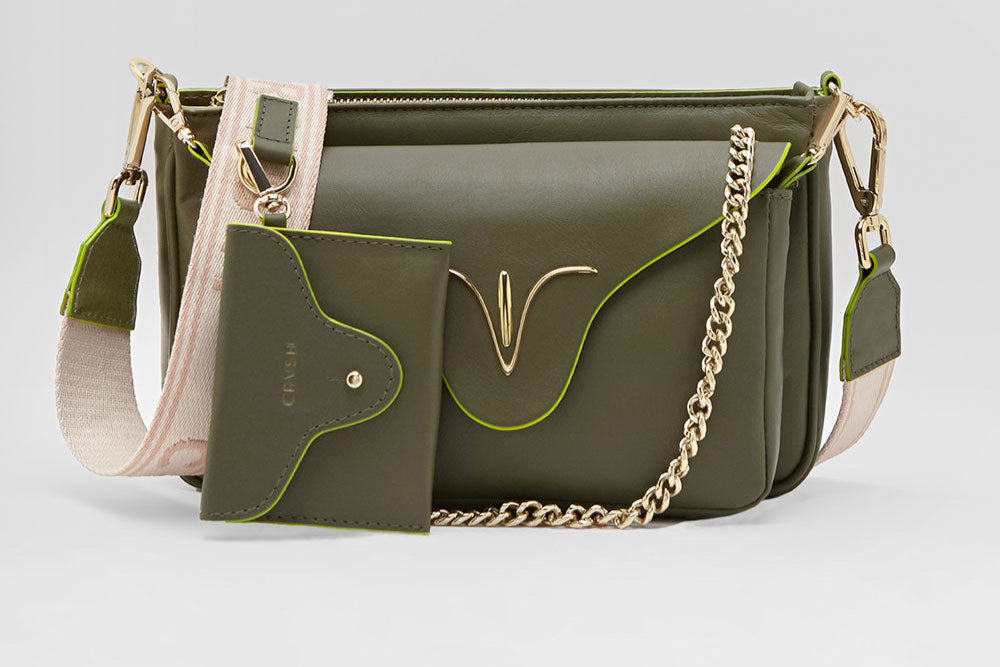 Bolso bandolera de CRVSH 3 en 1 modelo VICTORIA GLASTONBURY VERDE