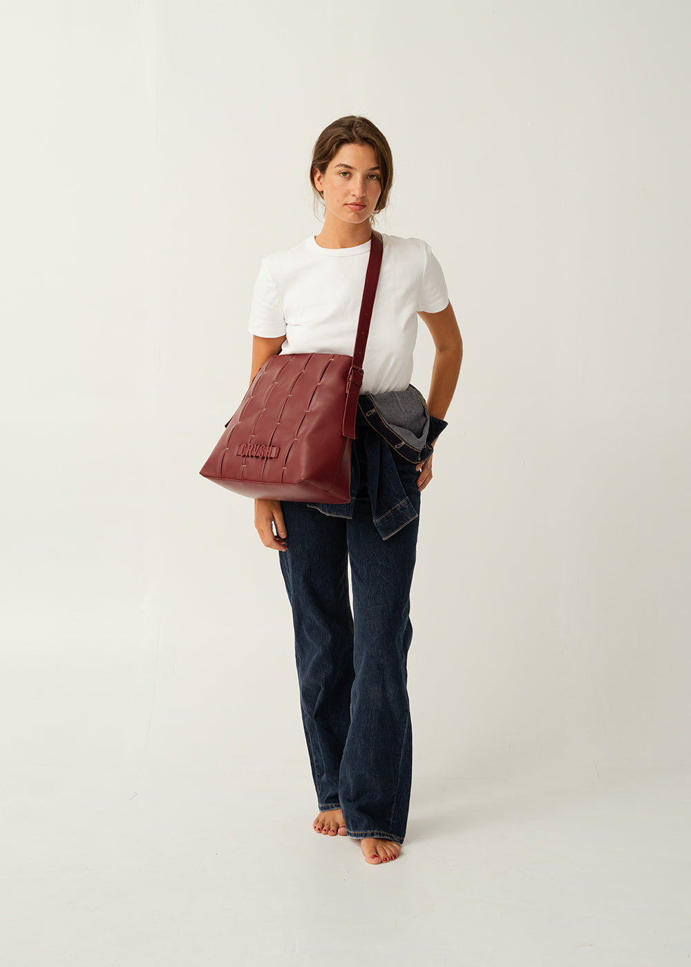 Shopper de piel vegana Candela de CRVSH, Burgundy