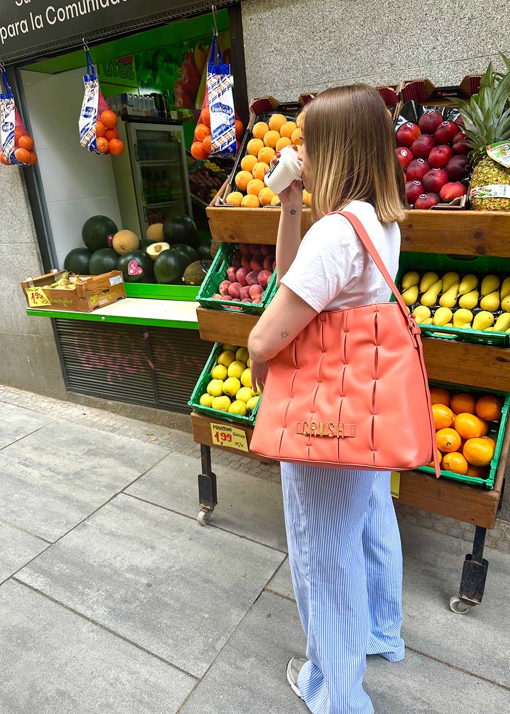 Bolso shopper Candela Coral de CRVSH