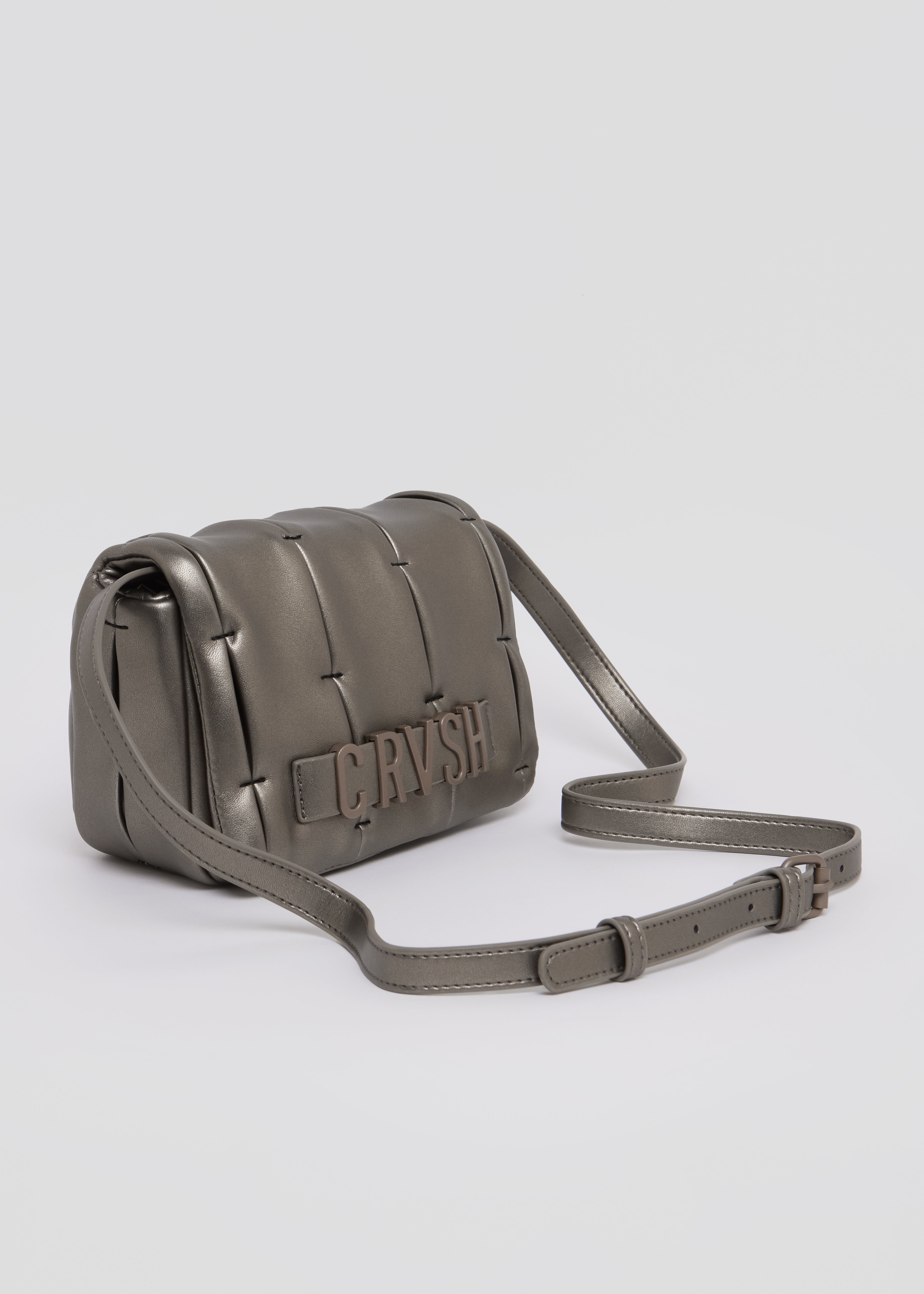 Bolso bandolera de piel vegana Lina de CRVSH, Plata