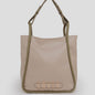 Bolso shopper Nicosia off/white con lujados en verde de CRVSH