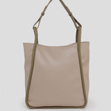 Bolso shopper Nicosia off/white con lujados en verde de CRVSH