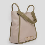 Bolso shopper Nicosia off/white con lujados en verde de CRVSH