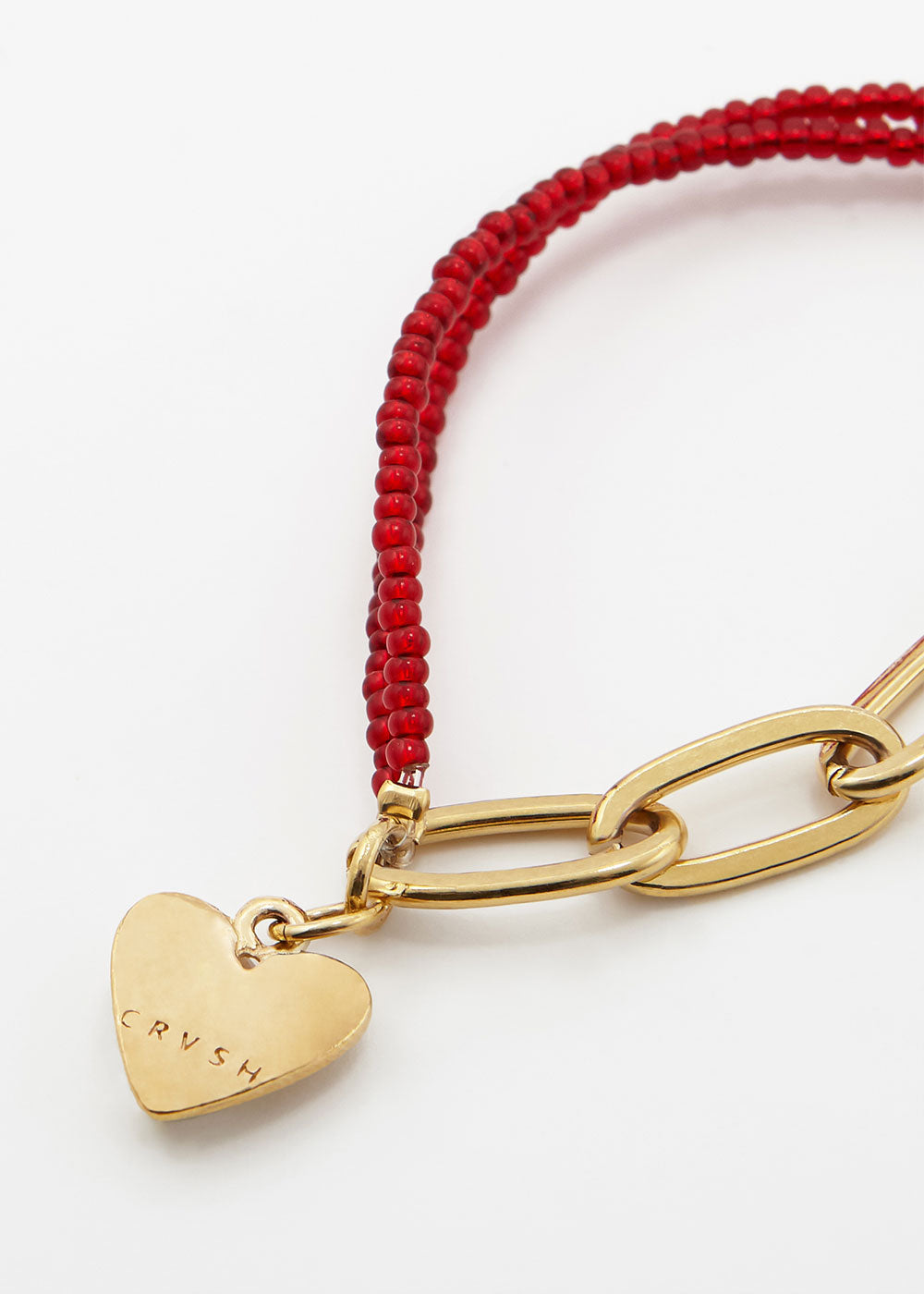 Pulsera con cuentas acrílicas y con cadena y charm de corazón en oro 24k, JANE