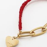 Pulsera con cuentas acrílicas y con cadena y charm de corazón en oro 24k, JANE