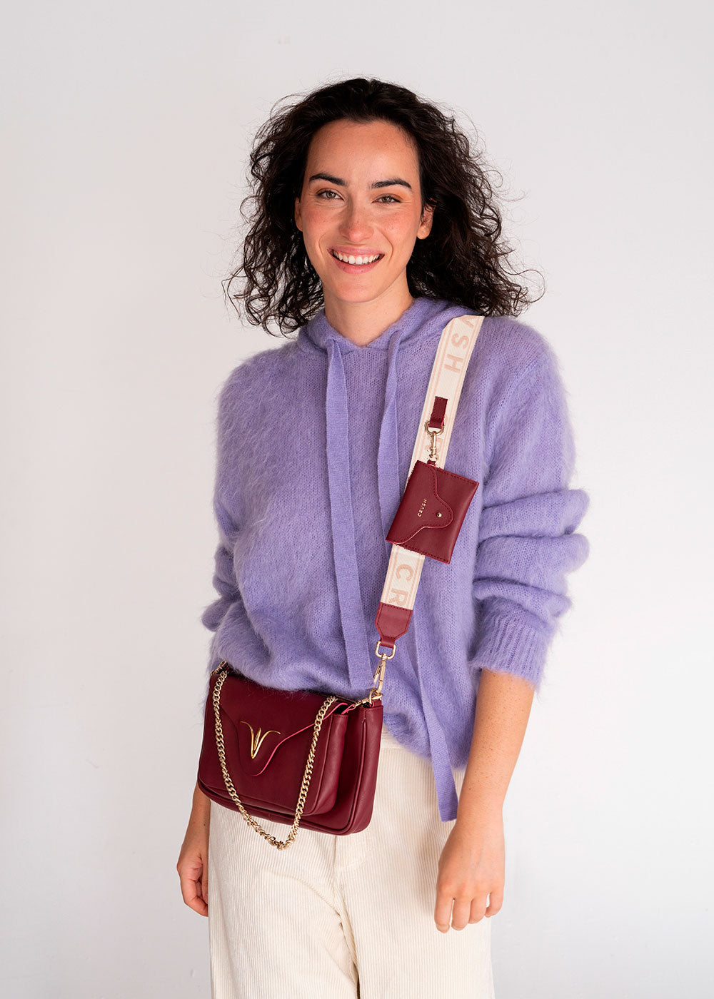 Bolso bandolera de CRVSH 3 en 1 modelo VICTORIA GLASTONBURY BURGUNDY
