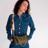 Bolso bandolera de CRVSH 3 en 1 modelo VICTORIA GLASTONBURY VERDE