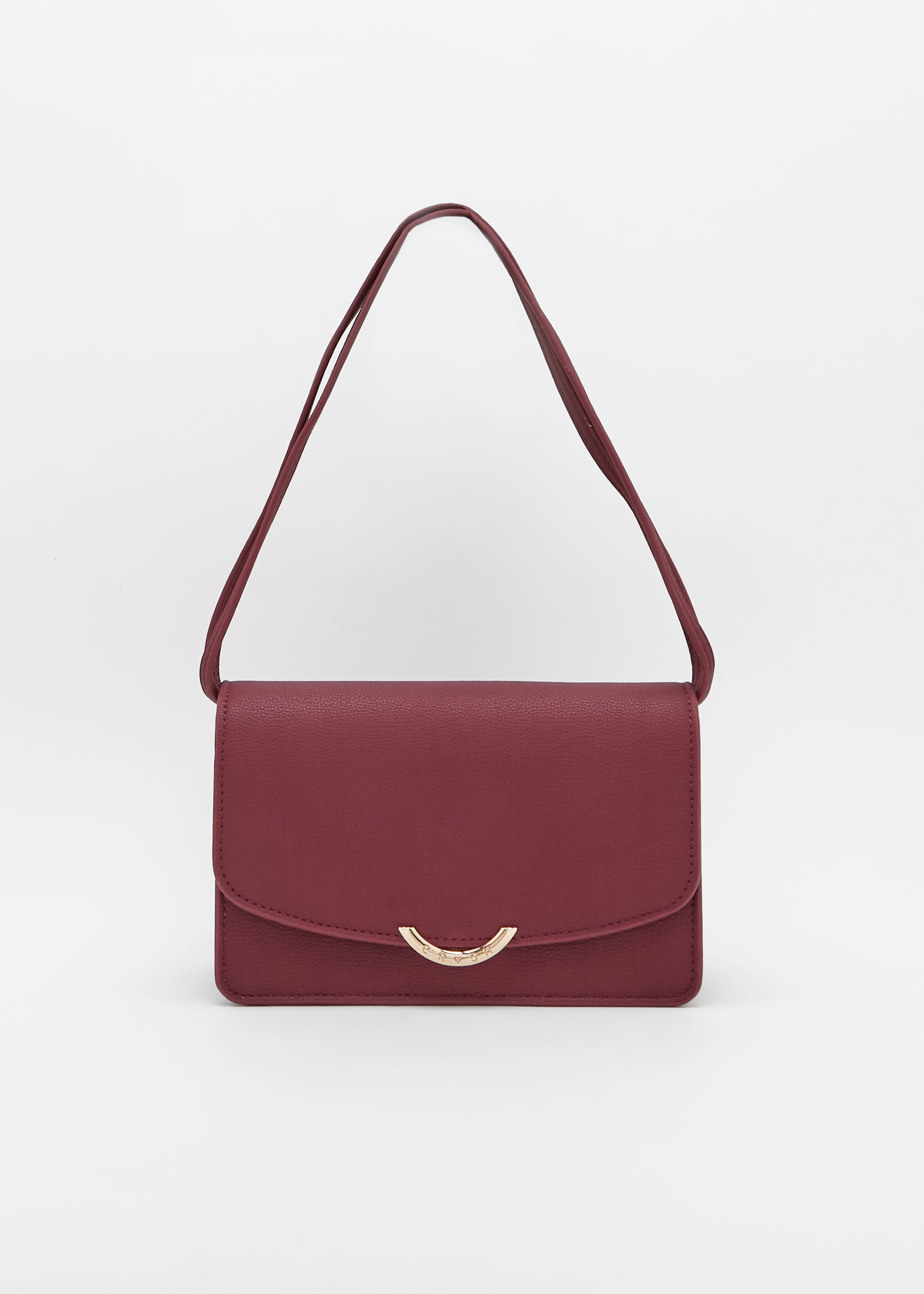 Bolso bandolera HAYLEY de piel vegana de CRVSH, BURGUNDY